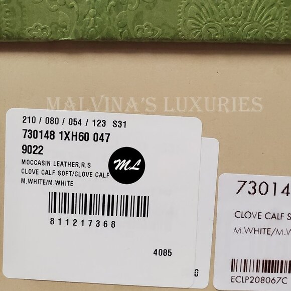 GUCCI SHOES MENS LOAFERS MOCCASINS G LOGO WHITE LEATHER sz 7.5G 8 - Picture 14 of 14